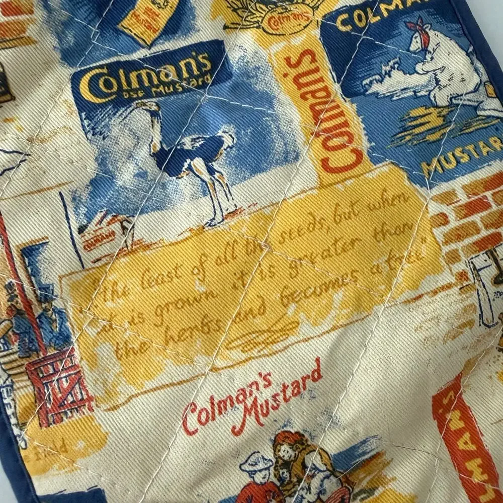 Vintage Colman’s Mustard Quilted Oven Mitts Double Ended Pot Holder